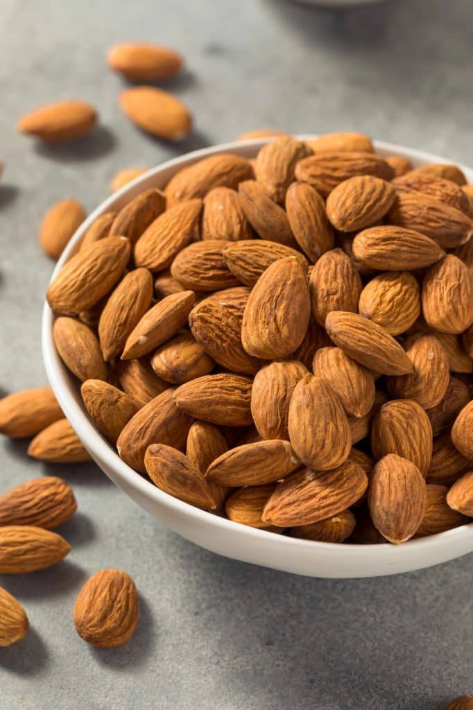 Whole almonds piled together
