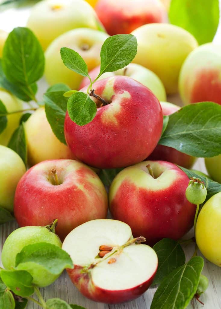 Red apples piled together