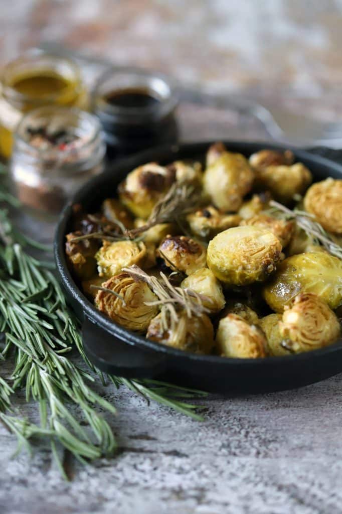 Brussels sprouts scattered on a surface