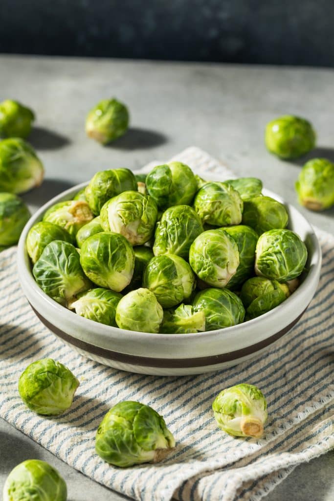 Pile of fresh whole brussels sprouts