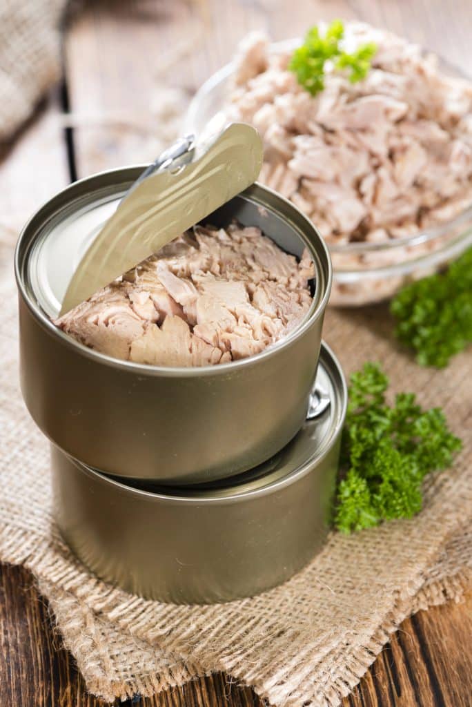 A bowl of tuna salad with celery