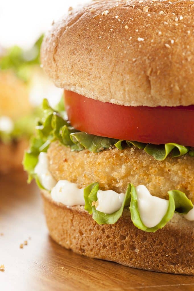 Chicken patty sandwich on a bun
