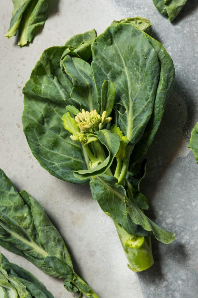 Fresh collard green leaves