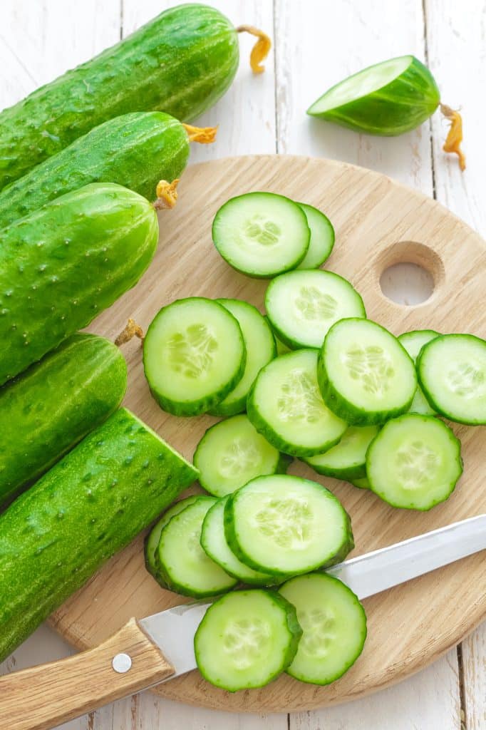 Green cucumbers gathered together