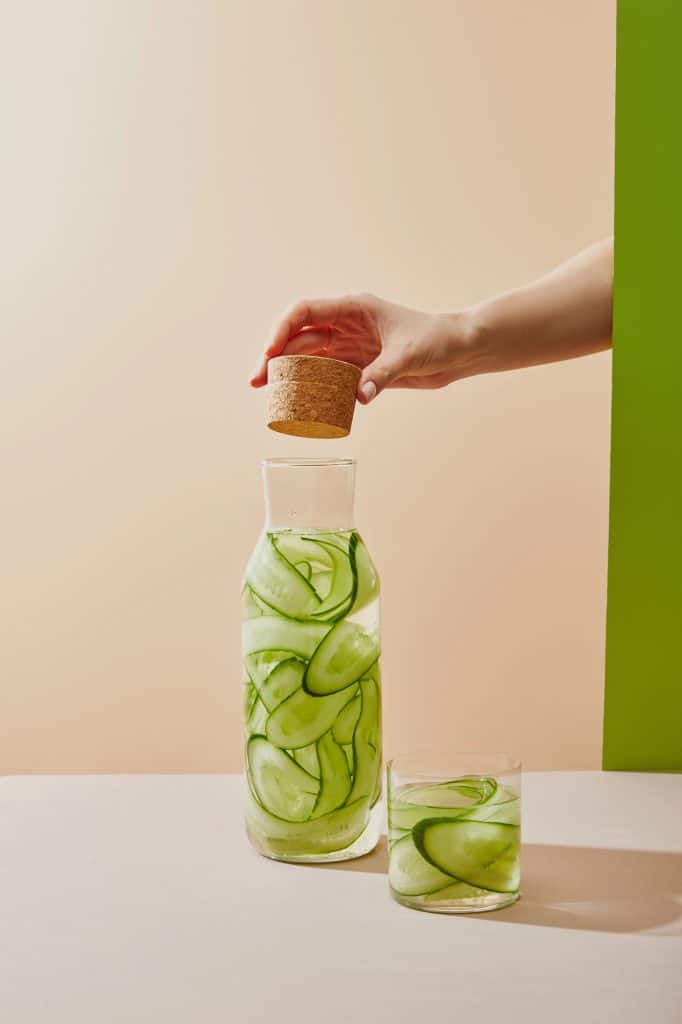 Fresh whole cucumbers on a counter