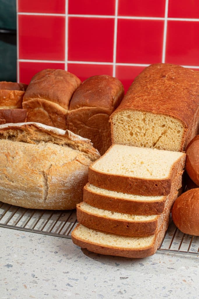 Variety of bread loaves