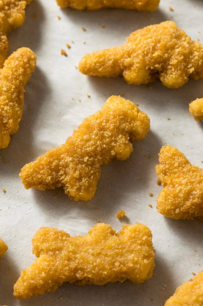 Dinosaur shaped chicken nuggets