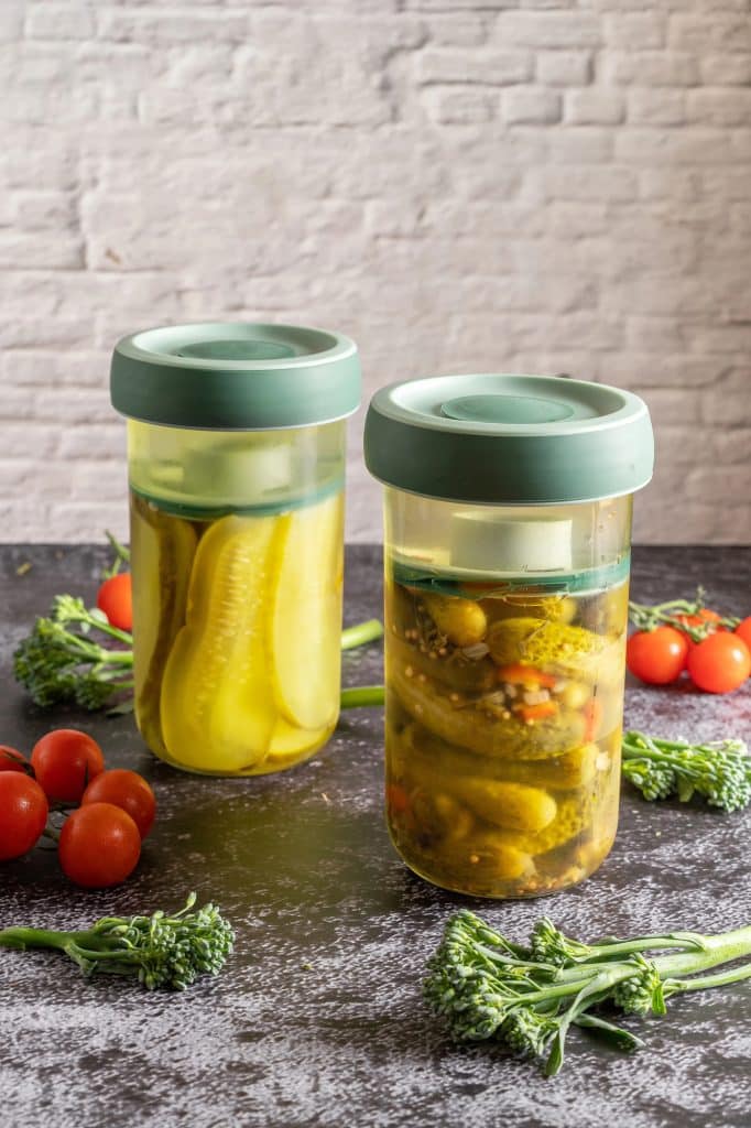A jar of homemade pickles