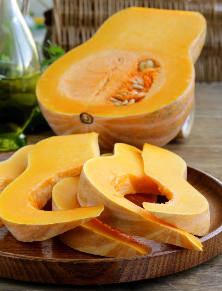 Frozen cubes of butternut squash