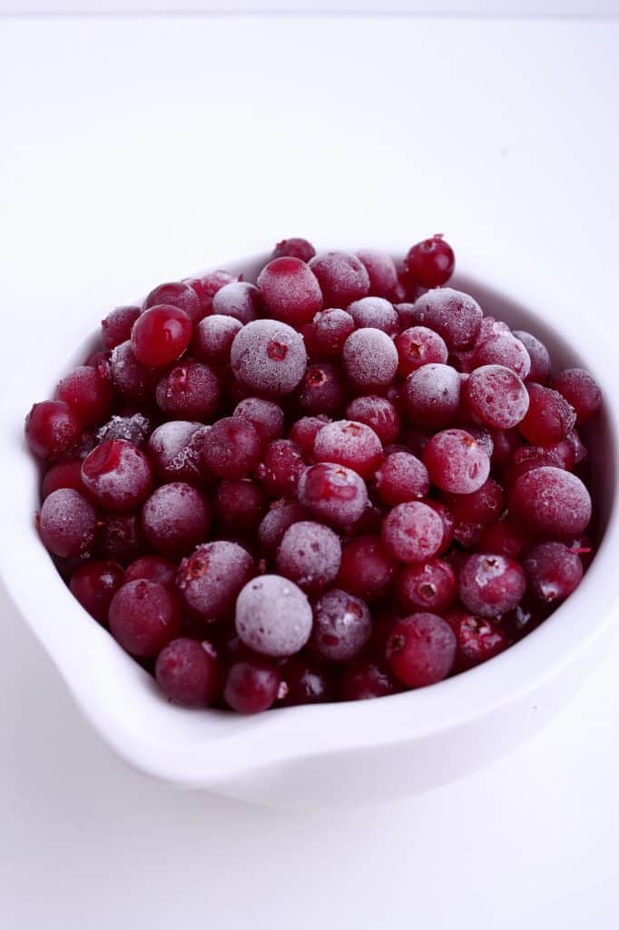 Frozen cranberries in a bowl