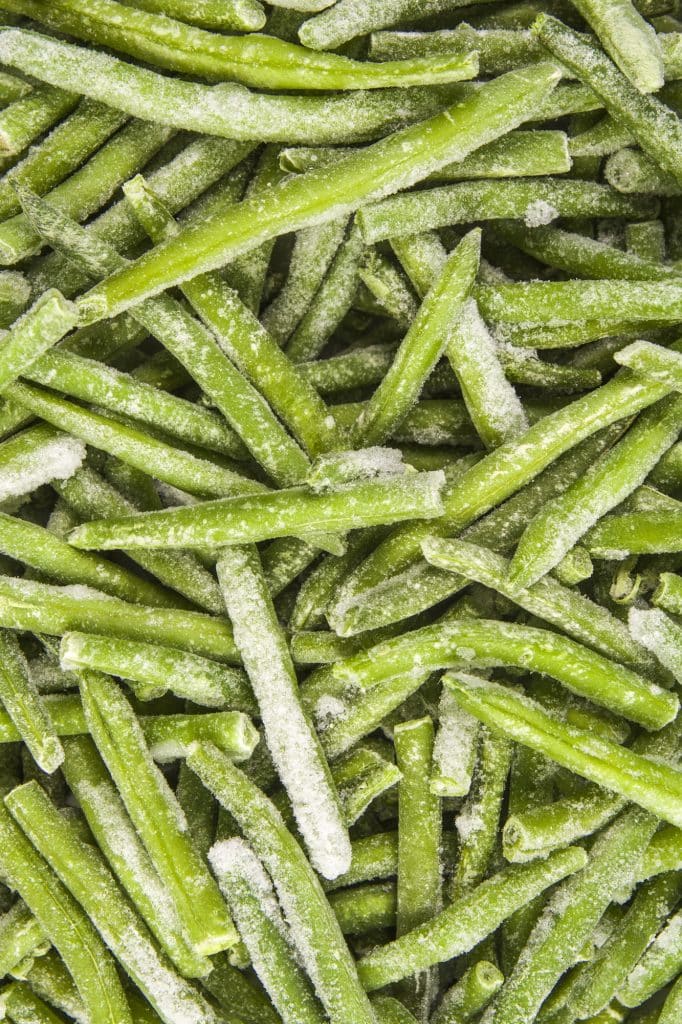 Frozen green beans on a plate