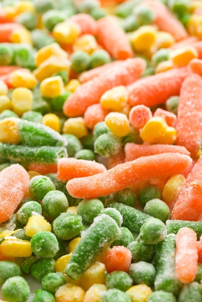 Colorful bag of frozen mixed vegetables