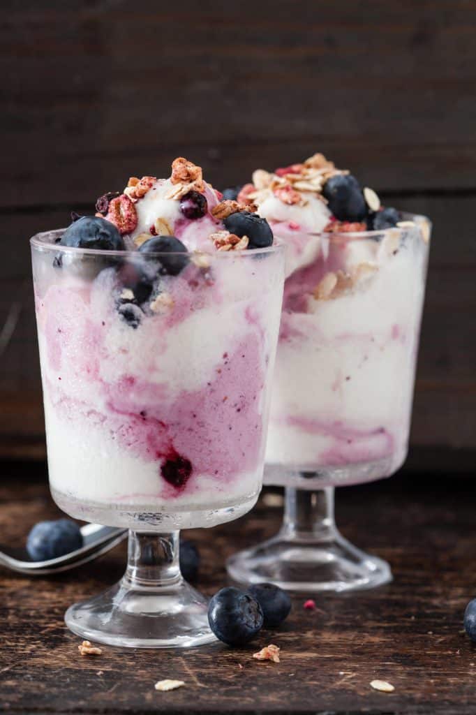 A frozen yogurt treat with fruit