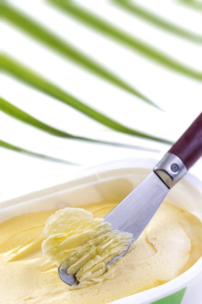 tub of margarine sitting on the counter