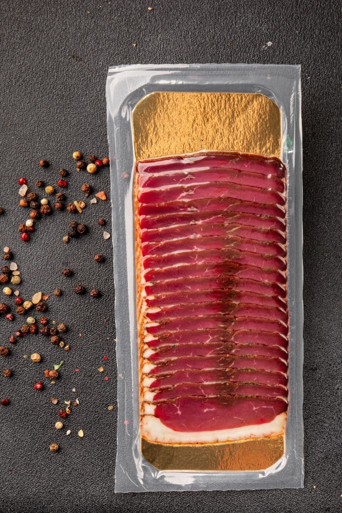 Sliced deli meat in a package