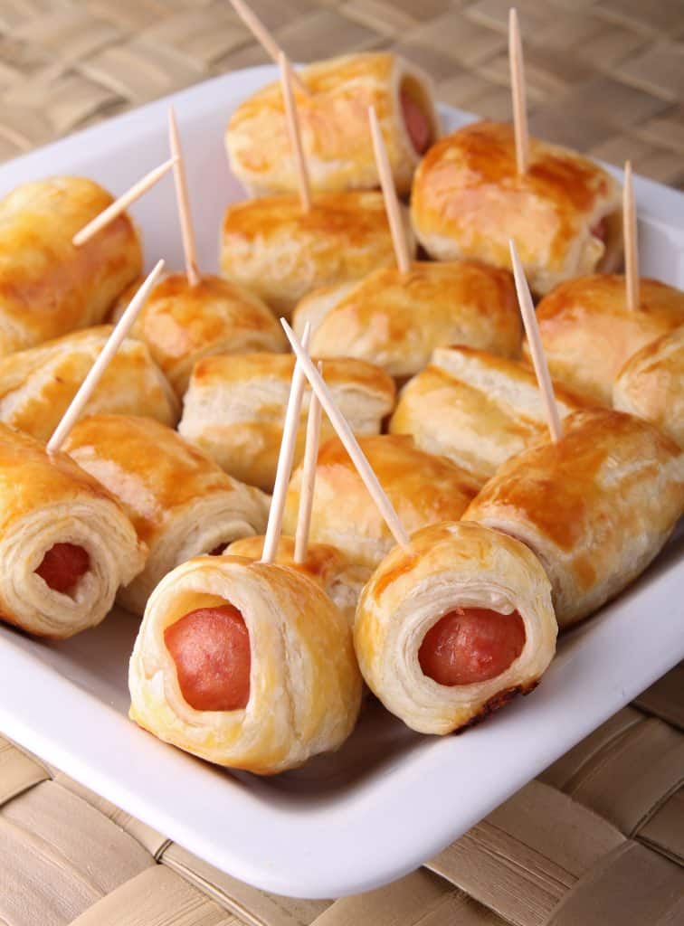 Pigs in a blanket fresh from the oven