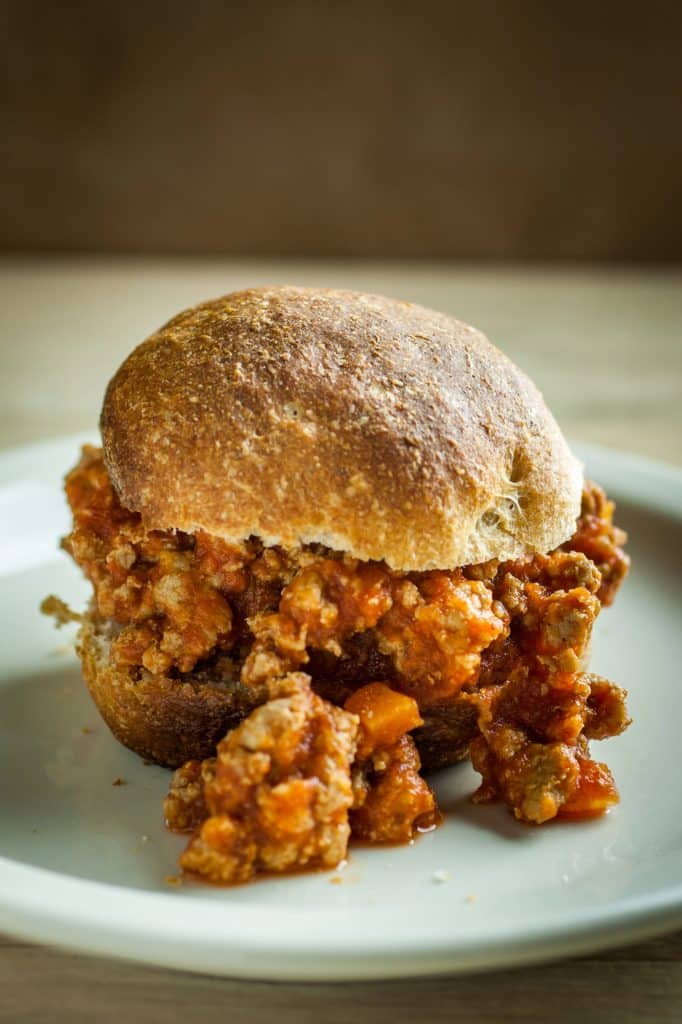 A sloppy joe sandwich on a bun