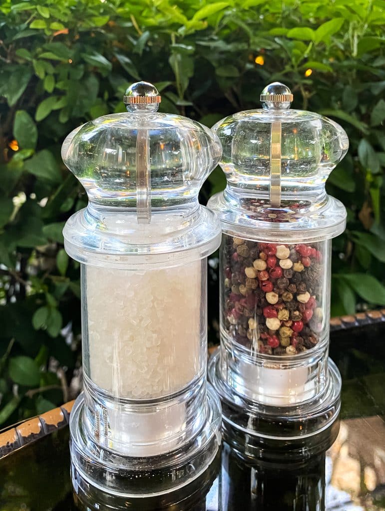 salt and pepper shakers on a kitchen counter