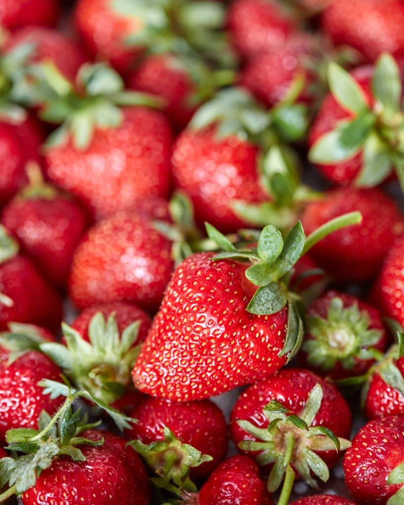 Ripe freshly picked strawberries