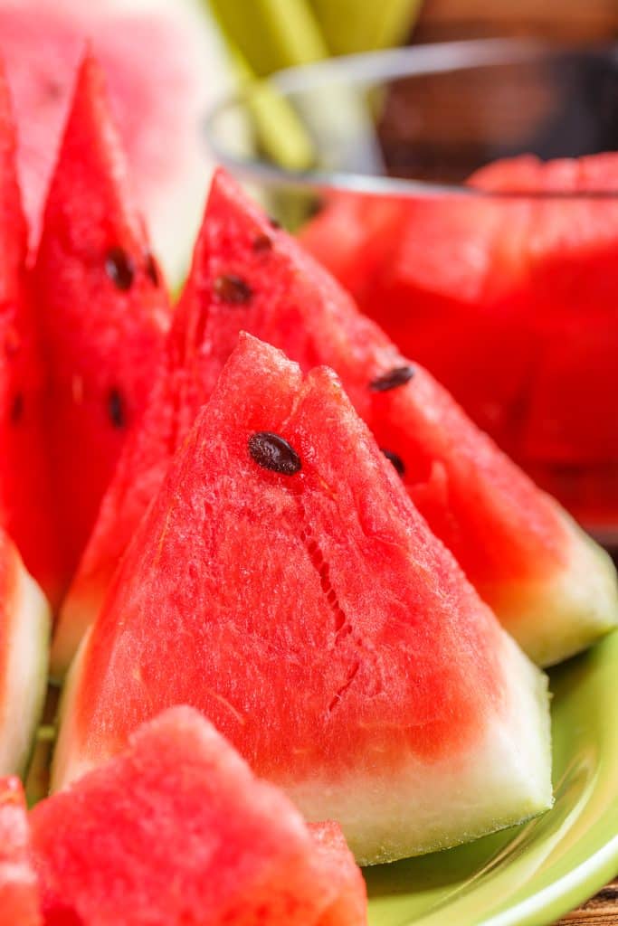 Slices of fresh watermelon on a plate