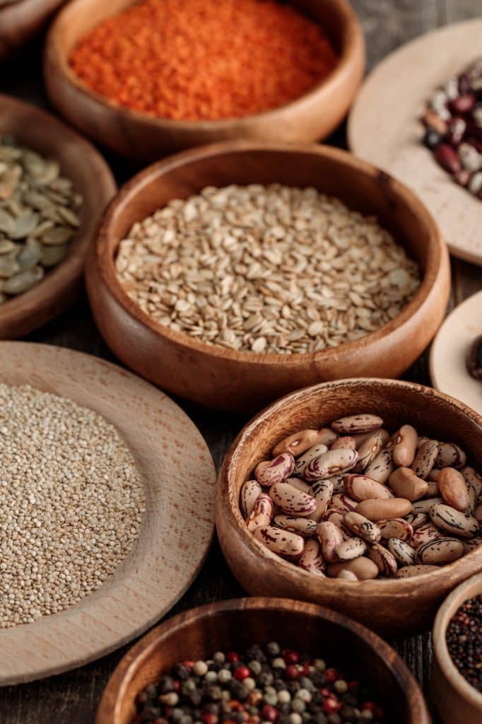 An assorted spread of whole grains