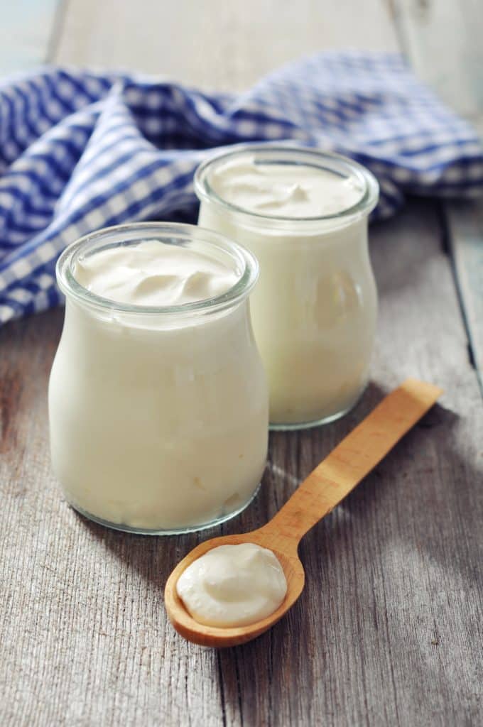 A bowl of plain yogurt